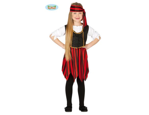 Costume Vestito carnevale bambina Corsara Pirata 5-6 Anni