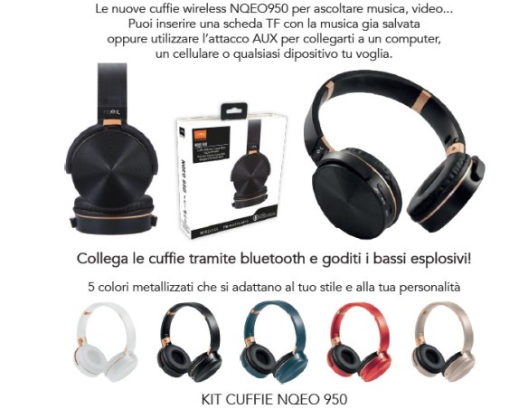 CUFFIE WIRELESS BLUETOOTH NQEO905
