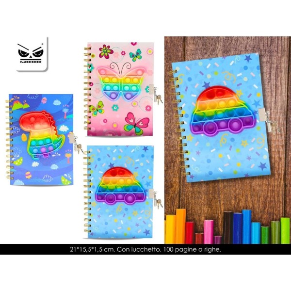 Diario segreto pop it misura 21x15,5x1,5cm con...