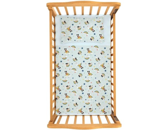 Mickey Mouse, Set Lenzuola Culla, 100% Cotone, Completo Letto Baby, Disney Topolino, Lenzuolo da Sopra, Lenzuolo con Angolo, Fe