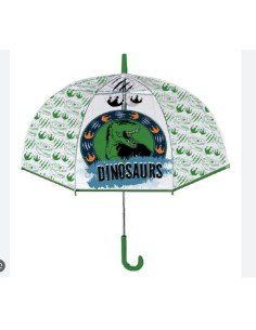 OMBRELLO DINOSAURI TRASPARENTE CUPOLA MANUALE 8 RAGGI...