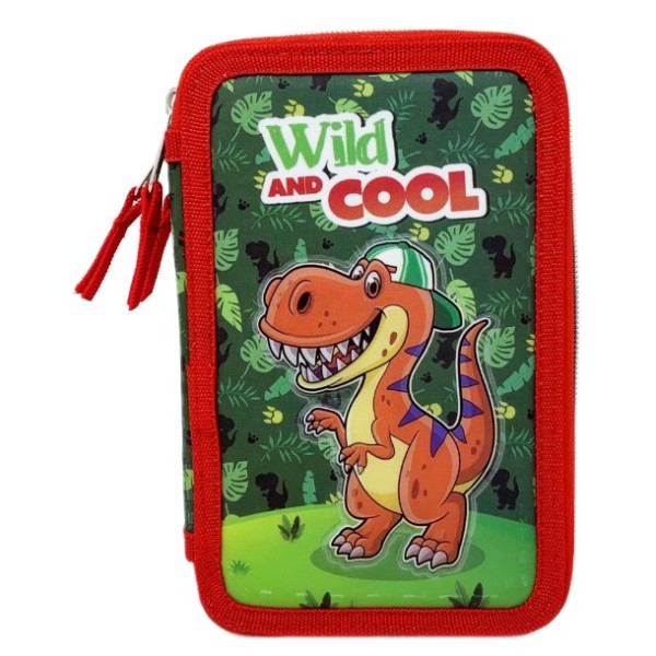 Astuccio Scuola 3D Dinosauri 3 Zip, Portacolori...