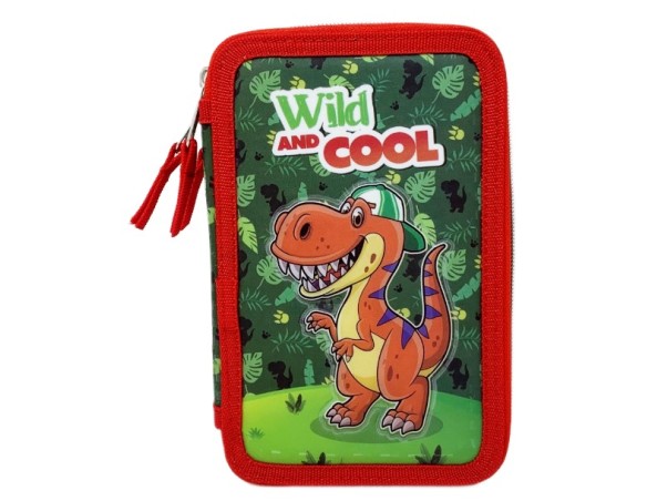Astuccio Scuola 3D Dinosauri 3 Zip, Portacolori Pennarelli Giotto - 0794
