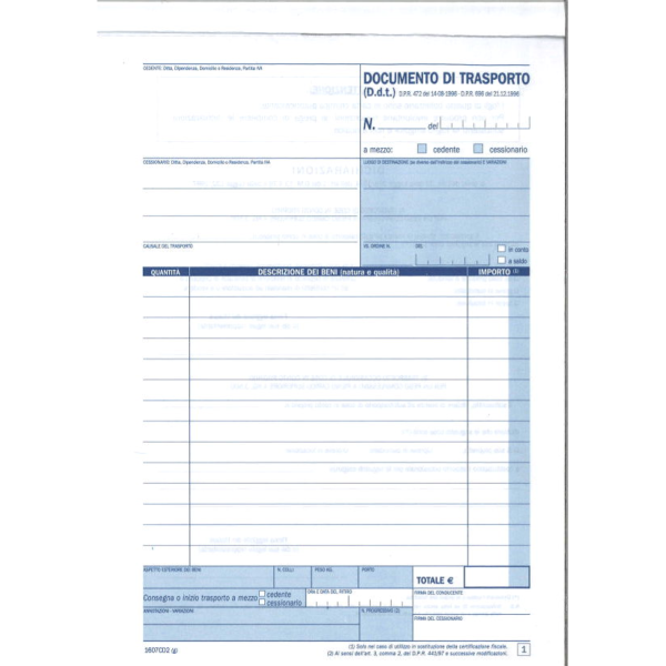 DDT DOCUMENTO DI TRASPORTO DUPLICE COPIA 50X2...