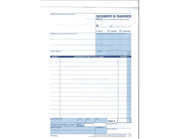DDT DOCUMENTO DI TRASPORTO DUPLICE COPIA 50X2 23X15 D 1607 CD2