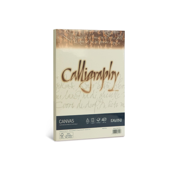 RISMA CARTA A4 CALLIGRAPHY CANVAS 02 AVORIO GR....