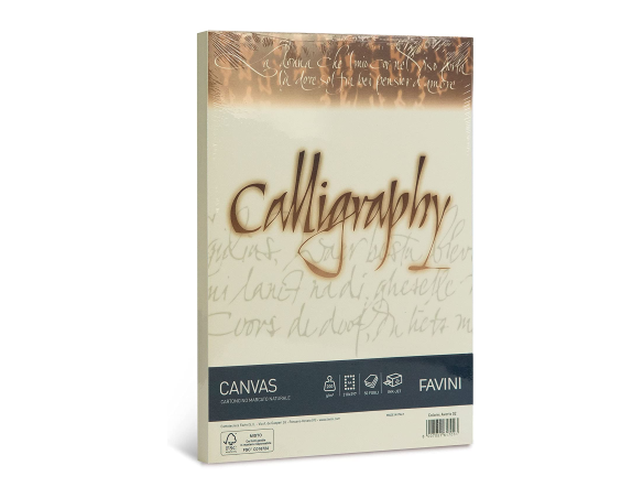 RISMA CARTA A4 CALLIGRAPHY CANVAS 02 AVORIO GR. 200 FAVINI 50 fogli