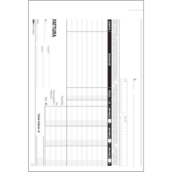 EDIPRO - E5289A - Blocco fattura 3 aliquote...