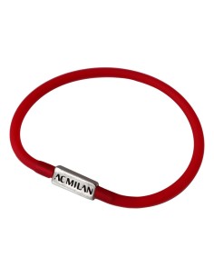 BRACCIALE IN SILICONE ROSSO PIASTRINA SCRITTA AC MILAN 1360