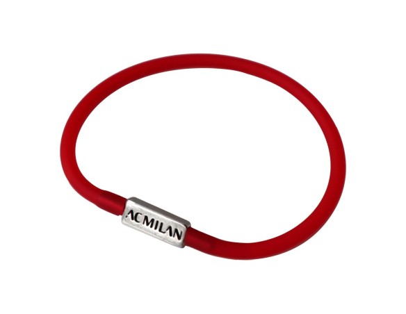 BRACCIALE IN SILICONE ROSSO PIASTRINA SCRITTA AC MILAN 1360