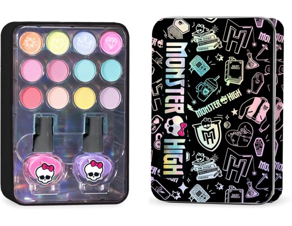 Nice Group - Monster High Tin Case Nail & Make Up Set, Kit di Trucchi con Ombretti e Smalti