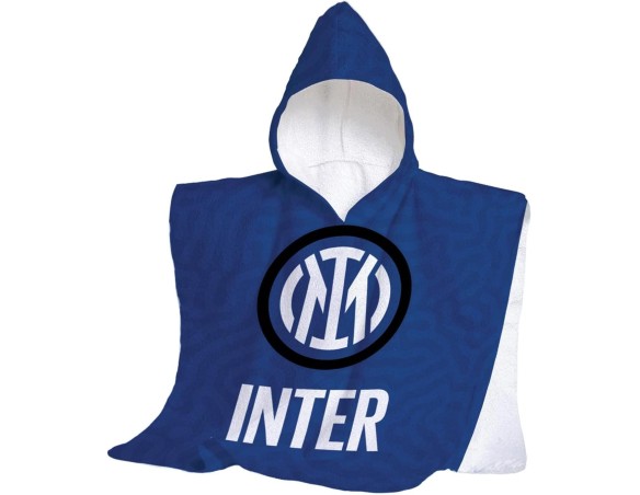 Inter | Poncho Inter In Spugna Bambino, 100% Cotone, 50x50 cm, Prodotto Ufficiale, Unisex