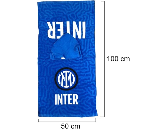 Inter | Poncho Inter In Spugna Bambino, 100% Cotone, 50x50 cm, Prodotto Ufficiale, Unisex