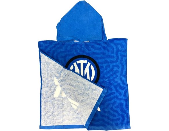 Inter | Poncho Inter In Spugna Bambino, 100% Cotone, 50x50 cm, Prodotto Ufficiale, Unisex