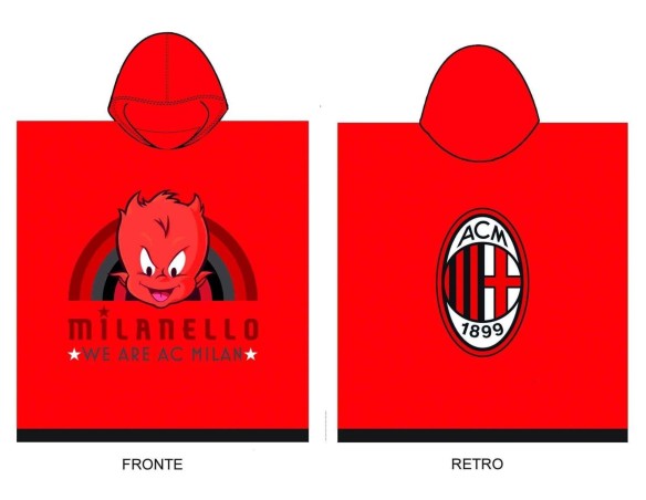 Milan | Poncho Milan In Spugna Bambino, 100% Cotone, 50x50 cm, Prodotto Ufficiale, Unisex