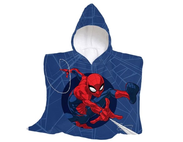 Spiderman | Poncho mare in spugna Spiderman accappatoio blu Cotone Cm 60x60