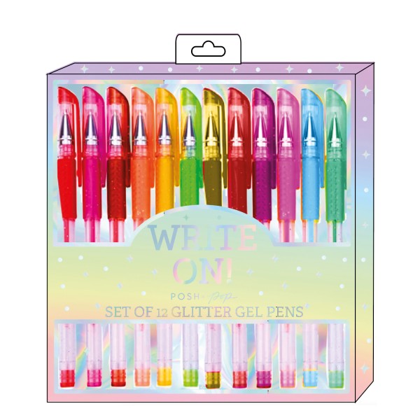Set di 12 penne a gel gold holographic foil tri...