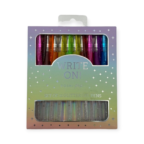 Set di 12 penne a gel neon holographic foil tri...