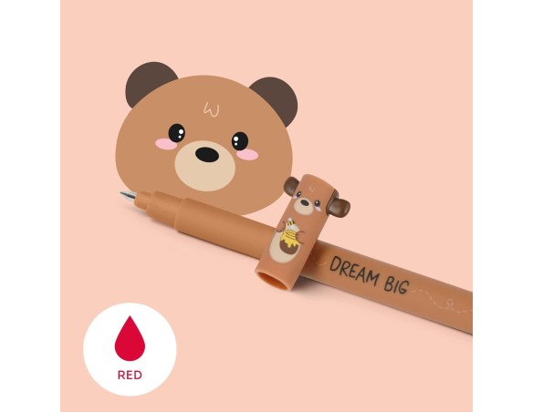 Legami - Penna Gel Cancellabile Teddy Bear "Dream Big" - Erasable Pen Orso Rosso rossa
