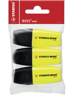 Evidenziatore - STABILO BOSS MINI - Pack da 3 - Giallo