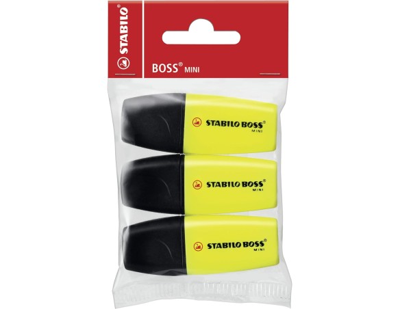 Evidenziatore - STABILO BOSS MINI - Pack da 3 - Giallo