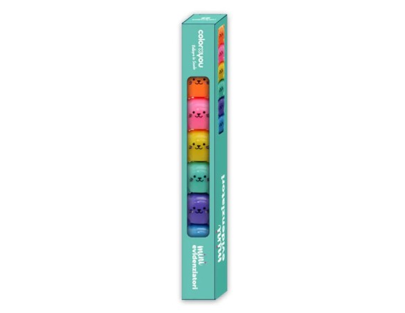 Mini Evidenziatori Componibili con Simpatiche Faccine Confezione 6 Pezzi colorxyou