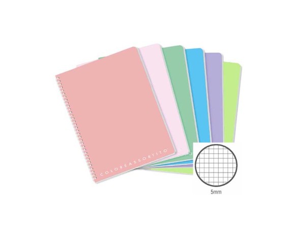 Maxi Spirale quaderno PPL Colore assortito Pastello Senza Fori 5mm