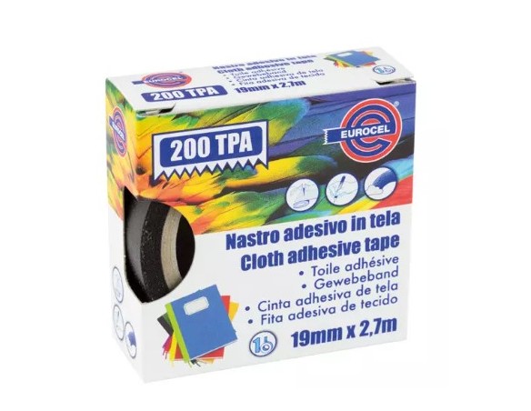 Rotolo Nastro scotch tela telato tpa200 nero 19x2.7 Eurocel 016314194A