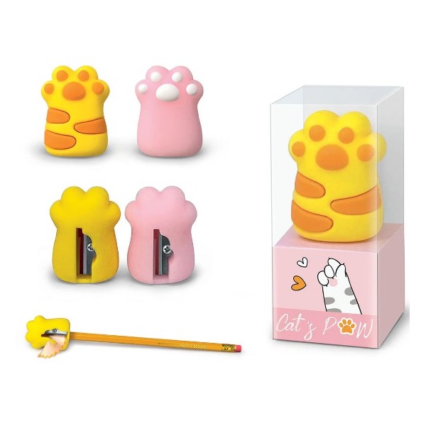 Temperino a zampa catpaw giallo e rosa,...