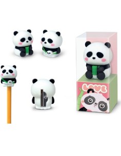 Temperino panda bianco e nero in plastica morbida - Lebez