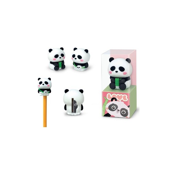 Temperino panda bianco e nero in plastica...