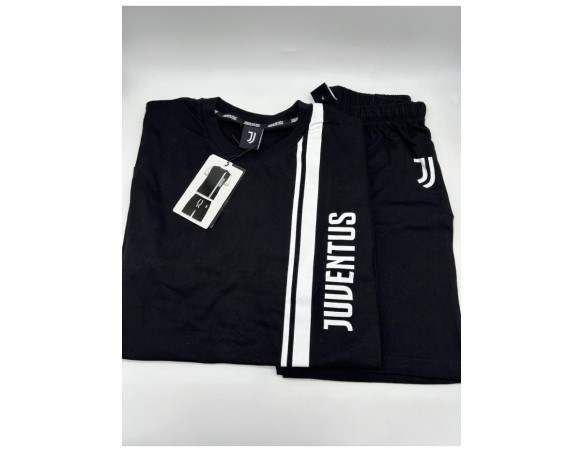 Juventus | PIGIAMA SQUADRA JUVENTUS JUVE COTONE ESTIVO CORTO RAGAZZO BAMBINO 3005 GRIGIO BIANCO NERO