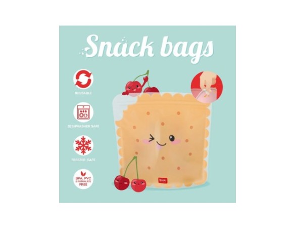 Legami ! | Set di 3 Buste per Alimenti - Snack Bags Cookie