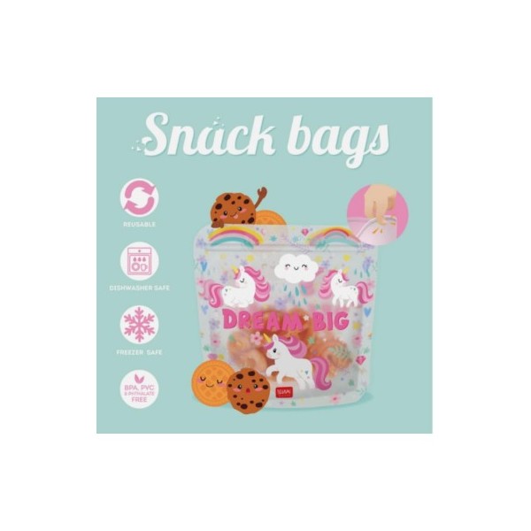 Legami ! | Set di 3 Buste per Alimenti - Snack...