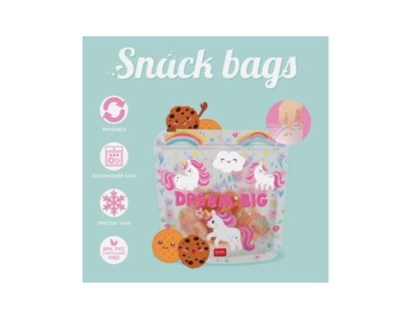 Legami ! | Set di 3 Buste per Alimenti - Snack Bags Unicorn