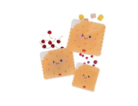 Legami ! | Set di 3 Buste per Alimenti - Snack Bags Cookie