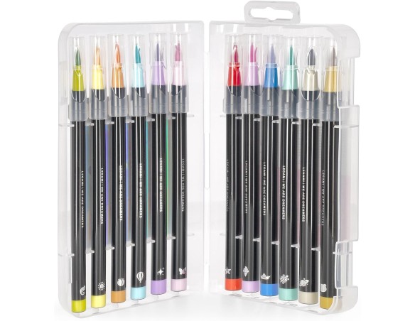 Legami ! | - Set di 12 Pennarelli con Punta Pennello - Brush Markers, Punta Flessibile in Fibra di Nylon, Pennarelli 12 Colori 