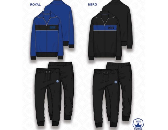 Inter | PIGIAMA TUTA DA RAGAZZO LUNGO IN COTONE INTER 2050 JERSEY PRODOTTO UFFICIALE INTER BLU O NERO