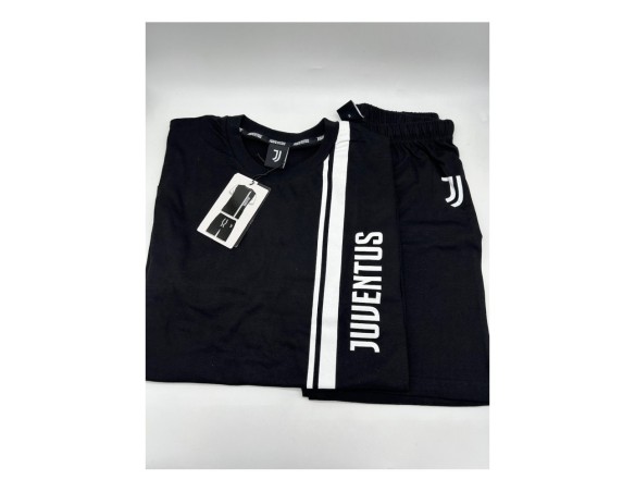 Juventus | PIGIAMA SQUADRA JUVENTUS JUVE COTONE ESTIVO CORTO ADULTO 3005 GRIGIO BIANCO NERO