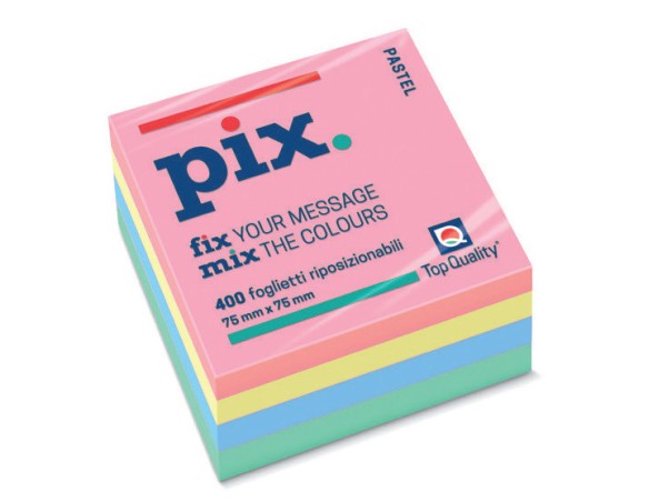 Blocco Memo post-it Top Quality PIX 75x75 100ff cf 12 pz pastel