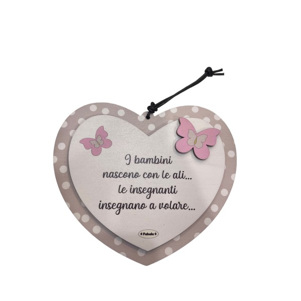 Targa cuore in legno 15x13 maestra maestro...