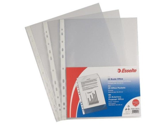 Buste a foratura universale Office Esselte - A4 - 22x30 cm - liscia - spessore medio - trasparente - conf. 50