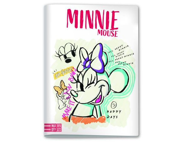 Quaderno a4 maxi rigatura rigo a prima e seconda elementare 96 pagine piu' copertina minnie