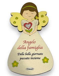 Magnete Angelo calamita Famiglia In Legno Naturale 8cm...
