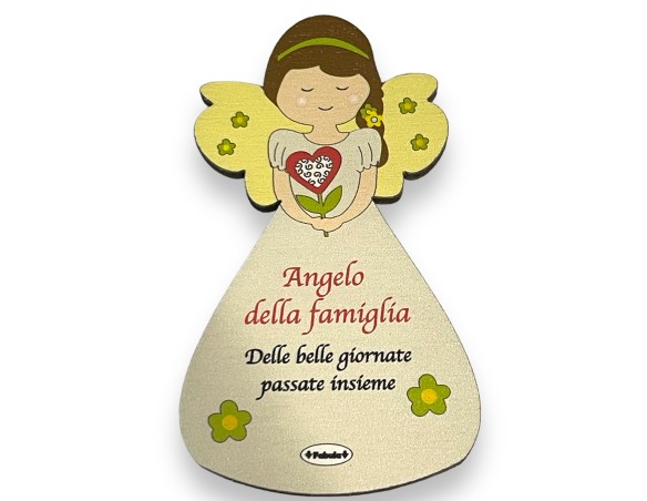 Magnete Angelo calamita Famiglia In Legno Naturale 8cm spess4mm
