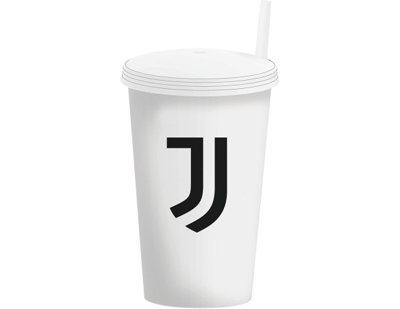 Juventus | BICCHIERE JUVENTUS JUVE CON TAPPO E CANNUCCIA 430 ML JUVENTUS IN POLIPROPILENE PS 41380