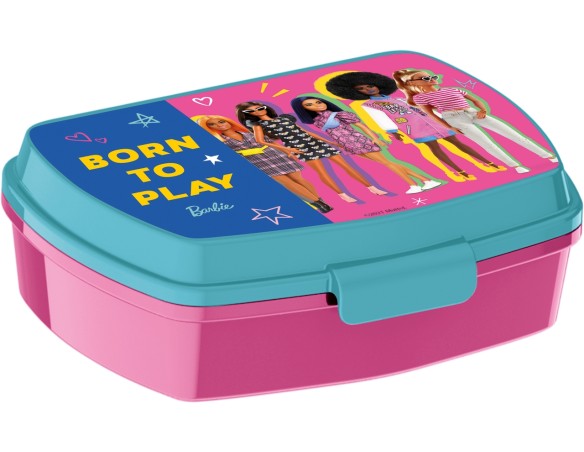 PORTAMERENDA BARBIE Sandwich Box azzurro e rosa per bambini in plastica modello urban utile per portare la merenda fuori casa
