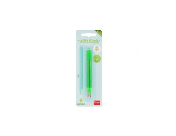 Refill Penne NON cancellabili Legami Gel Lovely Friends 2pz - Green Neon Verde