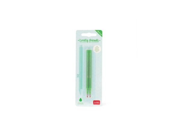 Refill Penne NON cancellabili Legami Gel Lovely Friends 2pz - Green Verde