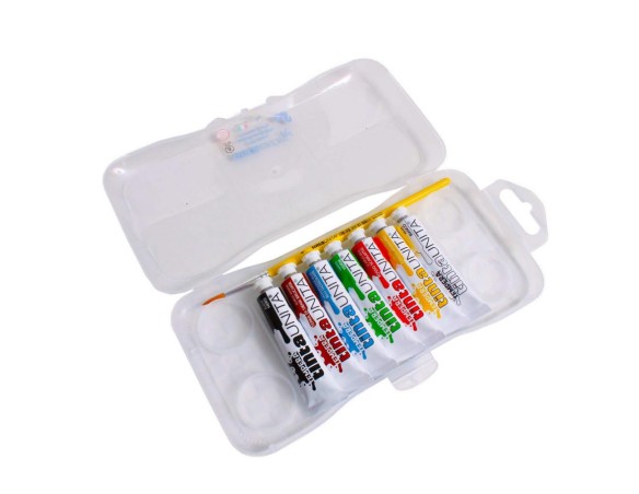 Colori a tempera Tinta Unita da 7pz da 12ml scatola con chiusura e Pennello